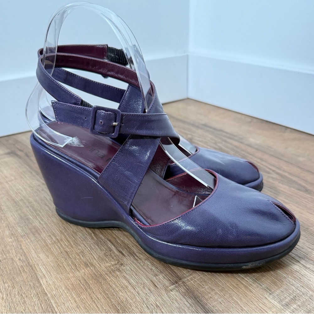 Gianna Meliani Purple Chunky Wedge Platform Sandals Y2K 90s Fairy 38